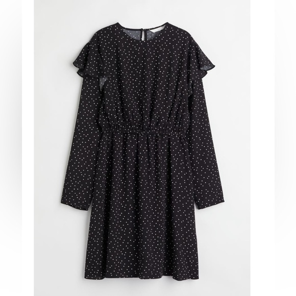 H&M MAMA Flounced Trim Nursing Long Sleeve Dress - EUC - Picture 3 of 7